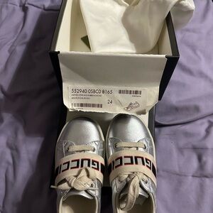 Gucci Kids Silver Sneakers with Logo